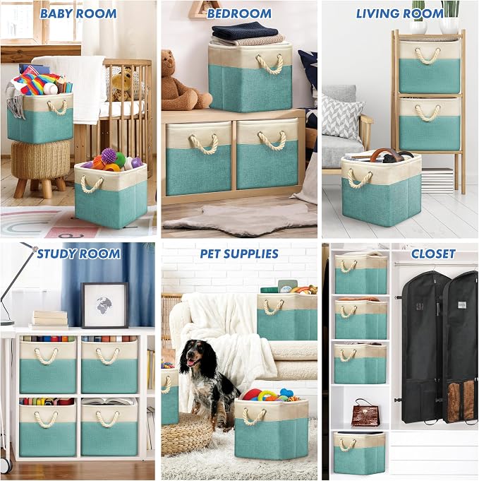 SIMPLE HOUSEWARE Fabric Storage Cubes, 3 Pack - Image 5