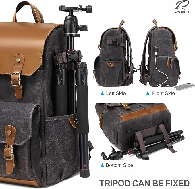 Padwa Lifestyle Black Gray Camera Backpack - Image 8