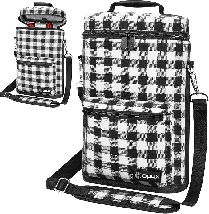 Opux 2 Bottle Wine Tote Carrier, Insulated Cooler Bag - Image 8