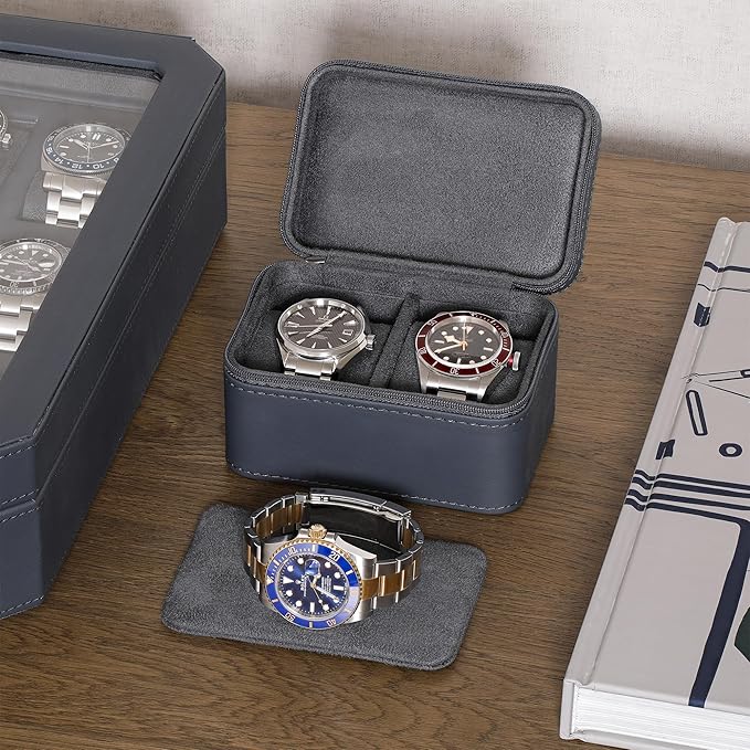 ROTHWELL 2 Watch Travel Case for Men | Compact PU Leather Protective Box - Image 2