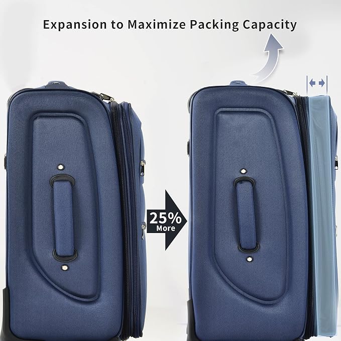 Merax Softside Luggage Set Softshell Lightweight 3 Piece Spinner Suitcase 22" - Image 3
