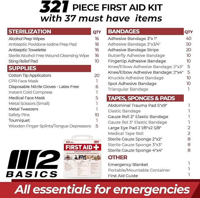 M2 BASICS Premium 321 Piece First Aid Kit - Image 4