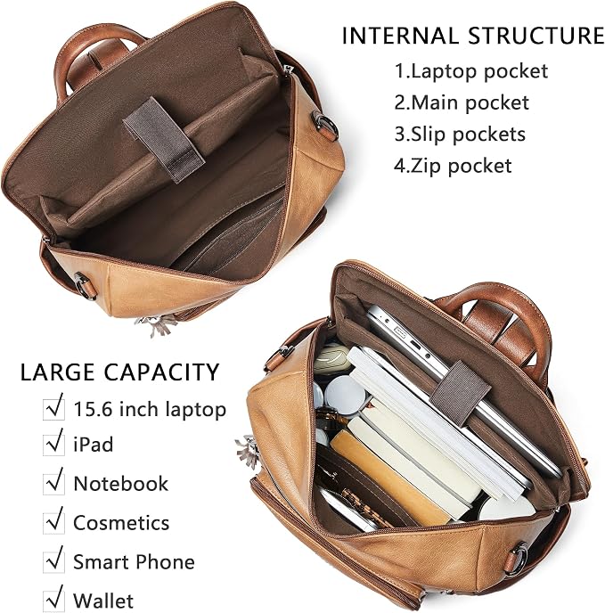 Shrrie Vegan Leather Laptop Backpack - Image 4