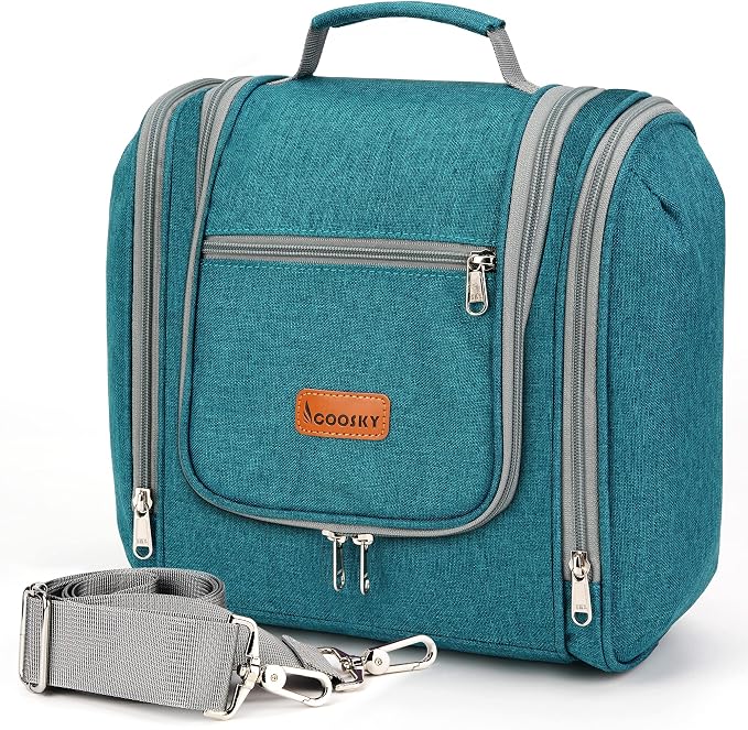 Hanging Travel Toiletry Bag for Women and Men, 6 Organizer Compartments by COOSKY