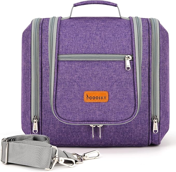 Hanging Travel Toiletry Bag for Women and Men, 6 Organizer Compartments by COOSKY