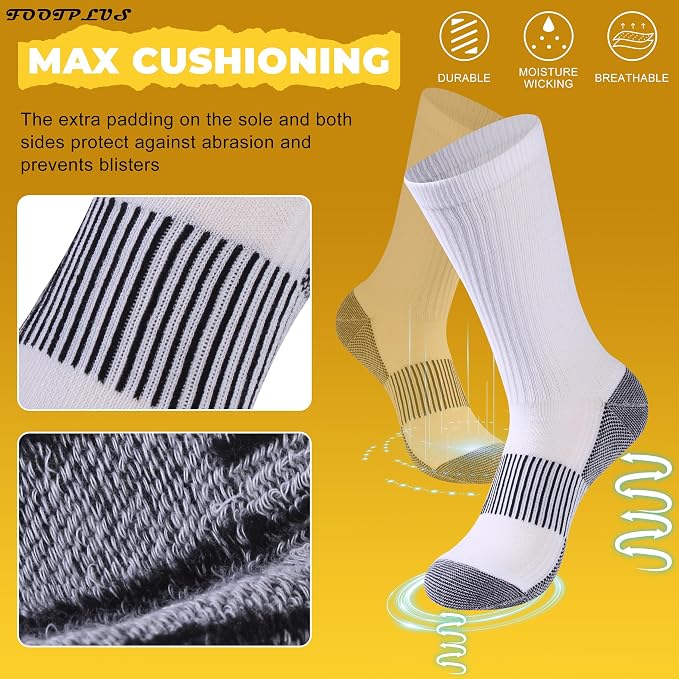 FOOTPLUS Hiking Copper Compression Socks, Unisex Cushioned Sole Arch Support - Image 6