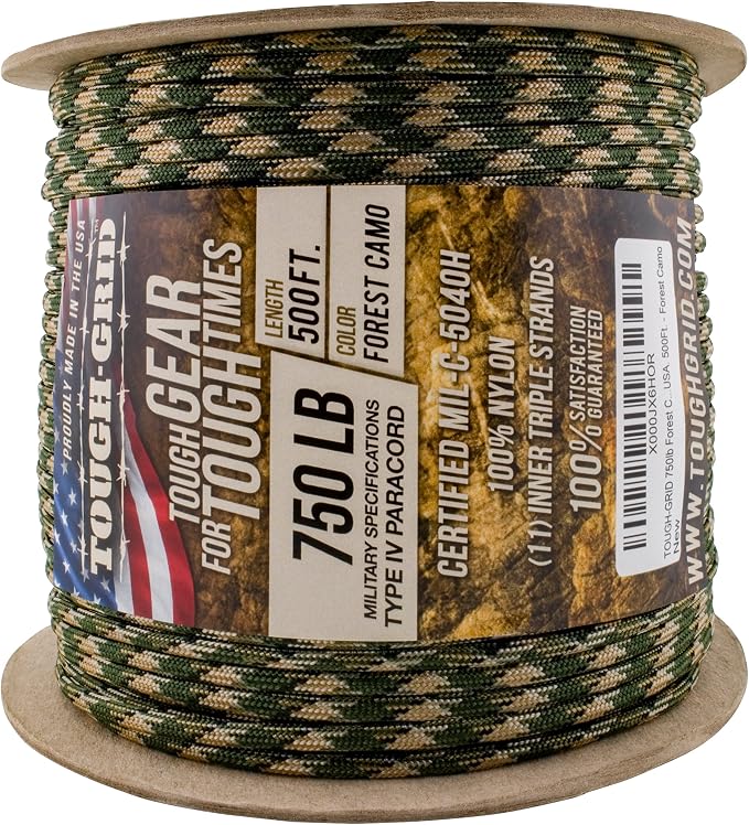 TOUGH-GRID 750 Paracord Rope Nylon Parachute Cord, Made in USA Survival Kit - Image 3