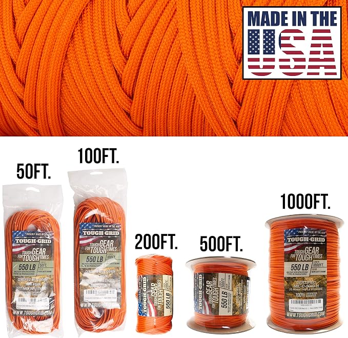 TOUGH-GRID 550 Paracord Rope Nylon Parachute Cord, Made in USA Survival Kit - Image 2