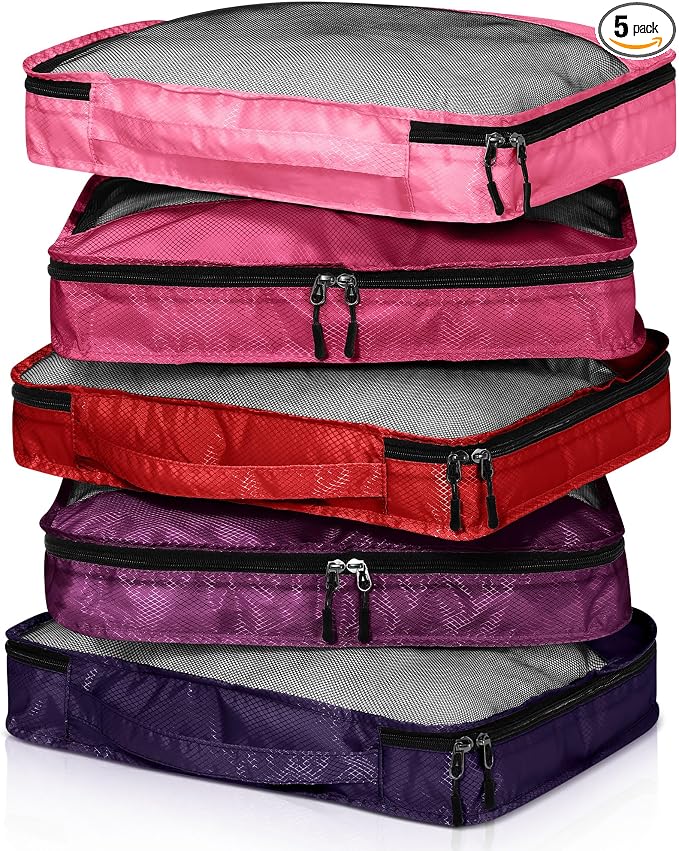 5 Pcs Packing Cubes for Suitcase Large Travel Cubes Carry on Luggage Organizer by Bulyoou