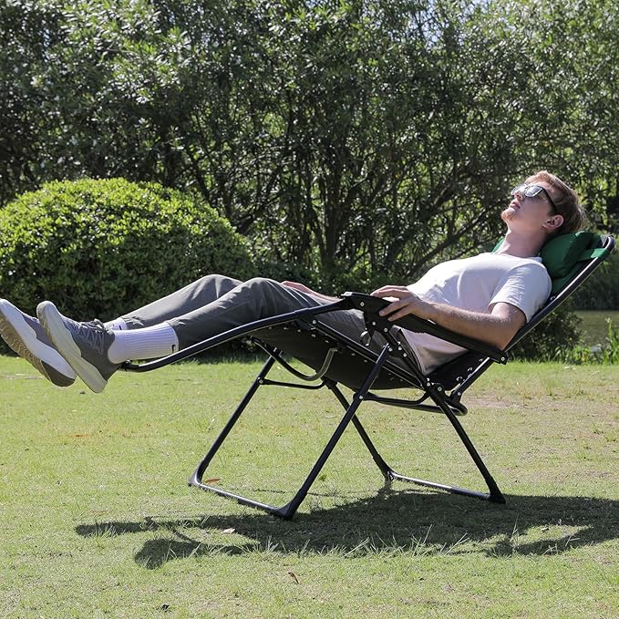 Oversized Padded Zero Gravity Lounge Chair Set of 2, Foldable Patio Anti - Image 7