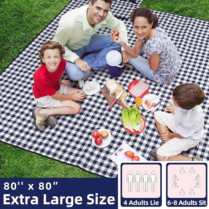 ZAZE Picnic Blankets Machine Washable, Oversized XL Outdoor Mat - Image 2