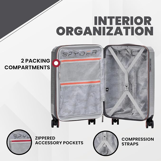 Spyder Traverse 3 Piece Luggage Set, 360° Spinner Wheels, TSA Approved Lock - Image 3