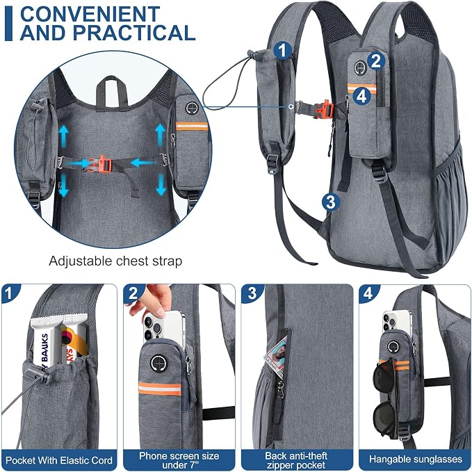 15L Small Hiking Backpack for Men Women Foldable Packable Back Pack Ultralight - Image 2