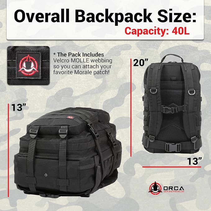 Backpack 40L Large Military 1 to 3 Day Molle Assault Pack Rucksack Army Bag - Image 4