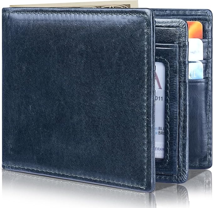 Mens Wallet Bifold Genuine Leather RFID Blocking Wallet by Artpaxy