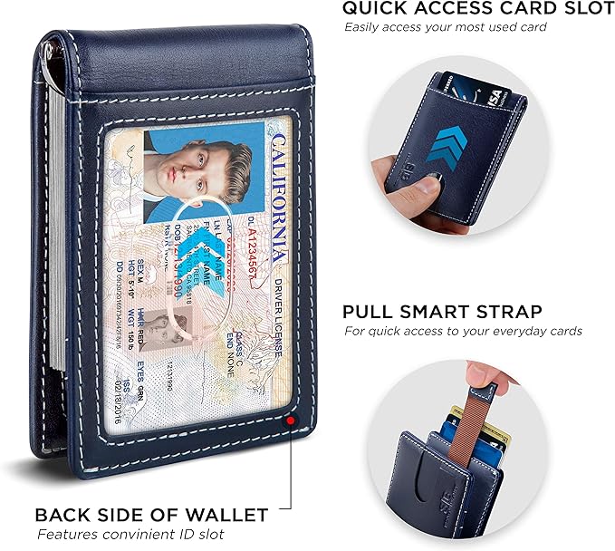 SERMAN BRANDS RFID Blocking Slim Bifold Genuine Leather Minimalist Front Pocket - Image 4