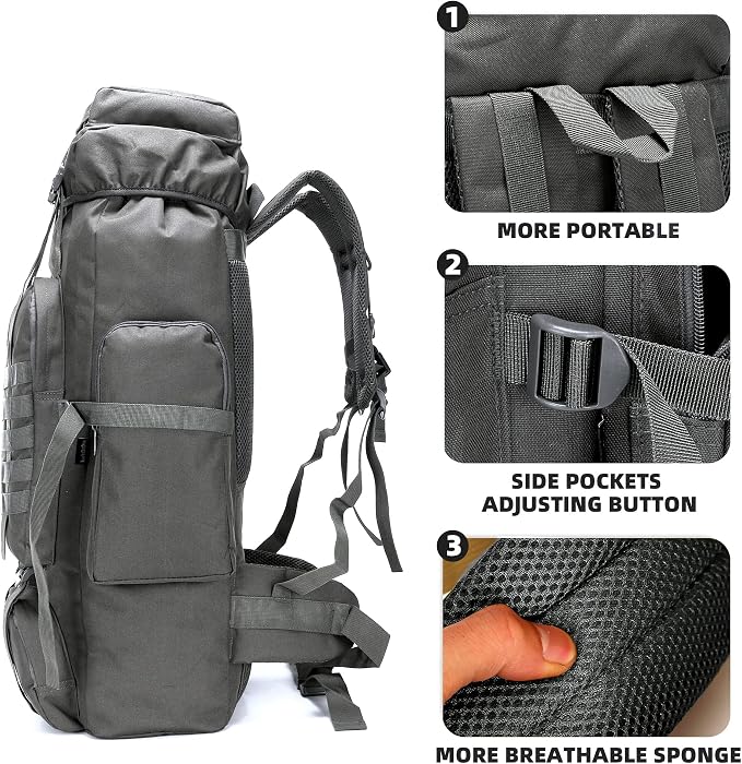 King'sGuard 70L Camping Hiking Backpack Tactical Backpack Military Molle - Image 4