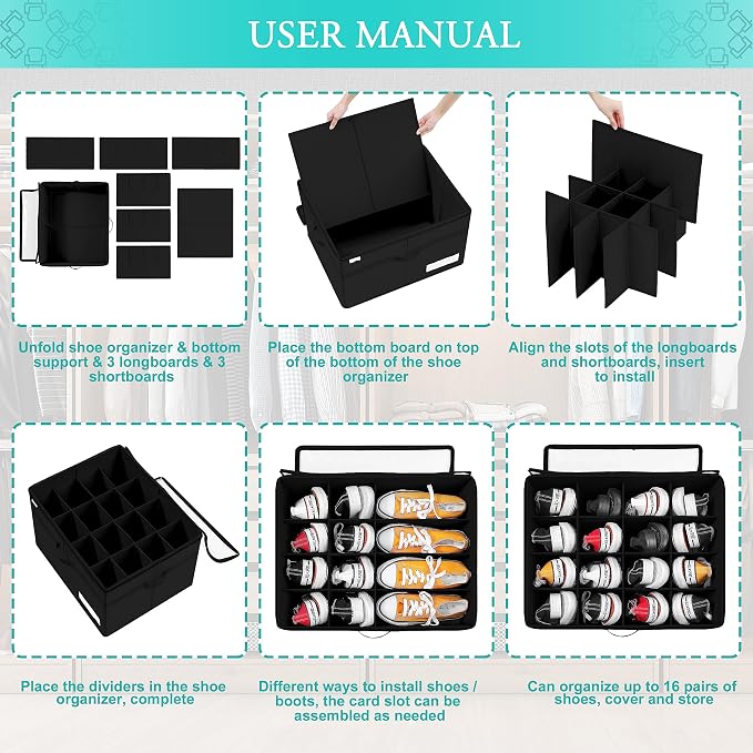 Luvhomee Shoe Storage Organizer, Fits 16 Pairs, Large Shoe Organizer Box - Image 6