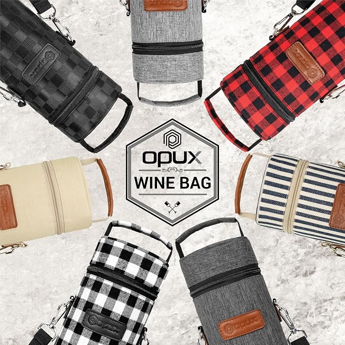 opux Wine Bag Single Bottle Carrier Tote, Insulated Wine Cooler Bag - Image 7