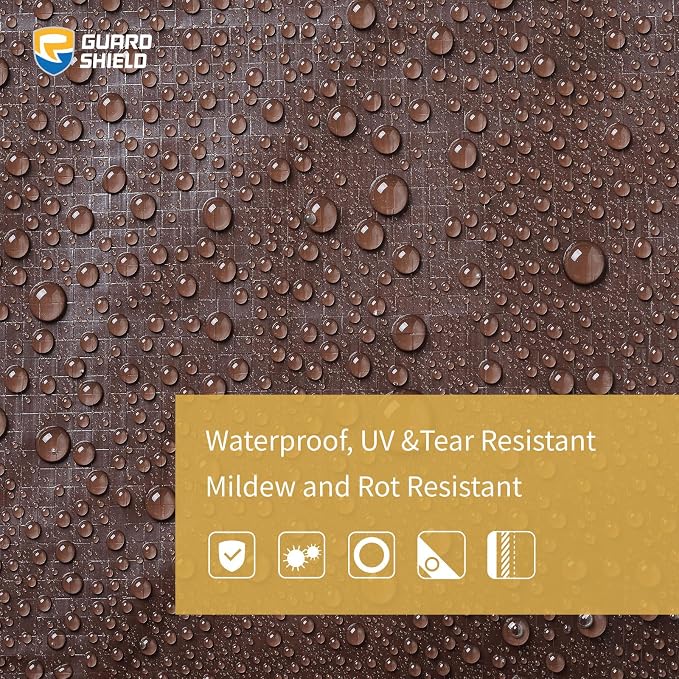 GUARD SHIELD Brown Tarp 8x10 Feet Waterproof Tarps Lightweight Camping Tarp - Image 3