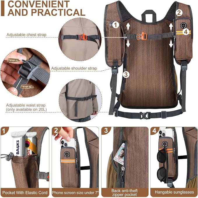 20L Small Hiking Backpack for Men Women Foldable Packable Back Pack Ultralight - Image 2