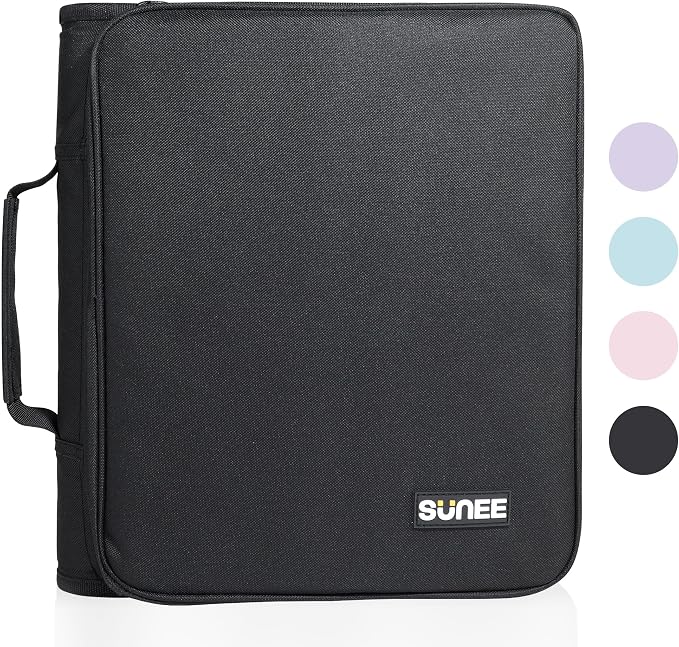 SUNEE Zippered Binder Bag with Handle, 2-Inch 3-Ring O-Ring, 500-Sheet Capacity by SUNEE