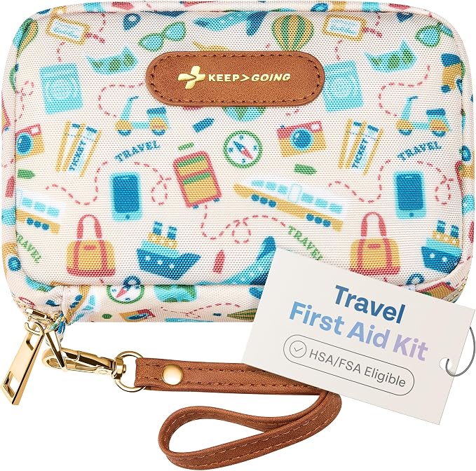 KeepGoing Travel First Aid Kit for Car, Camping and Outdoor Emergencies by KEEP%3EGOING