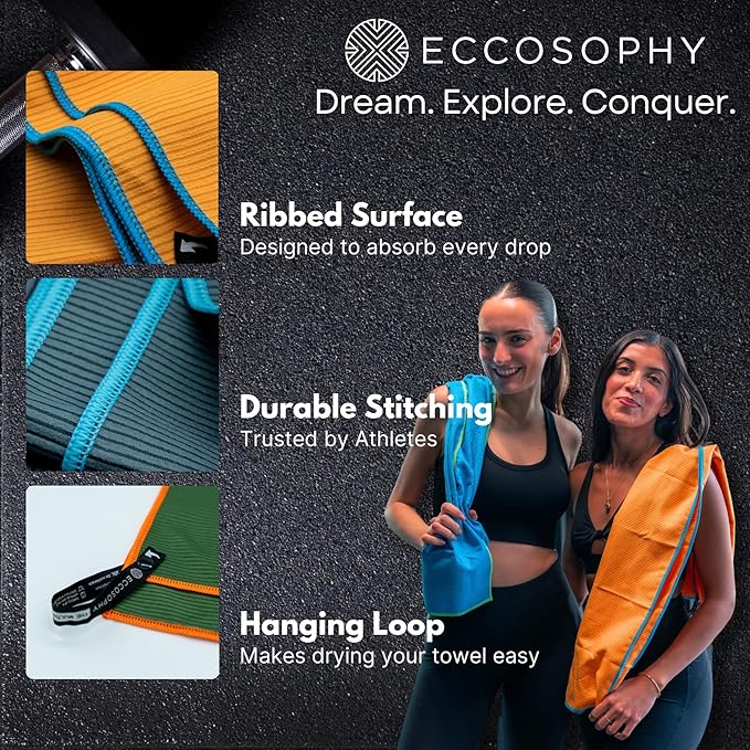 ECCOSOPHY Microfiber Beach Towel – Quick Dry Gym Towel, Highly Absorbent - Image 4