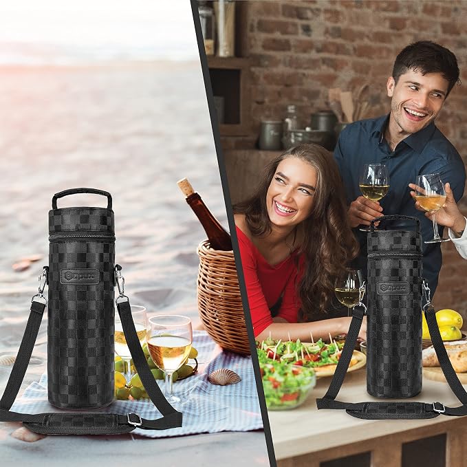 opux Wine Bag Single Bottle Carrier Tote, Insulated Wine Cooler Bag - Image 6