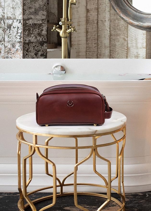 10" Premium Leather Toiletry Travel Pouch - Image 3