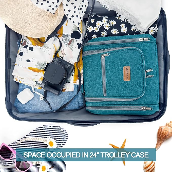 Hanging Travel Toiletry Bag for Women and Men, 6 Organizer Compartments - Image 8