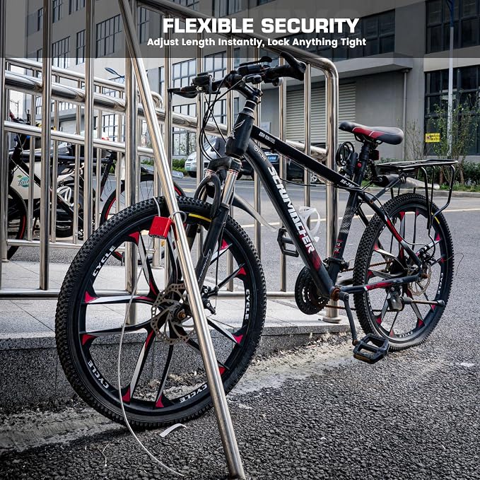 Adjustable Cable Locks with 3 Keys | 3.28ft L x 1/6in D Aluminum Steel Cable - Image 5
