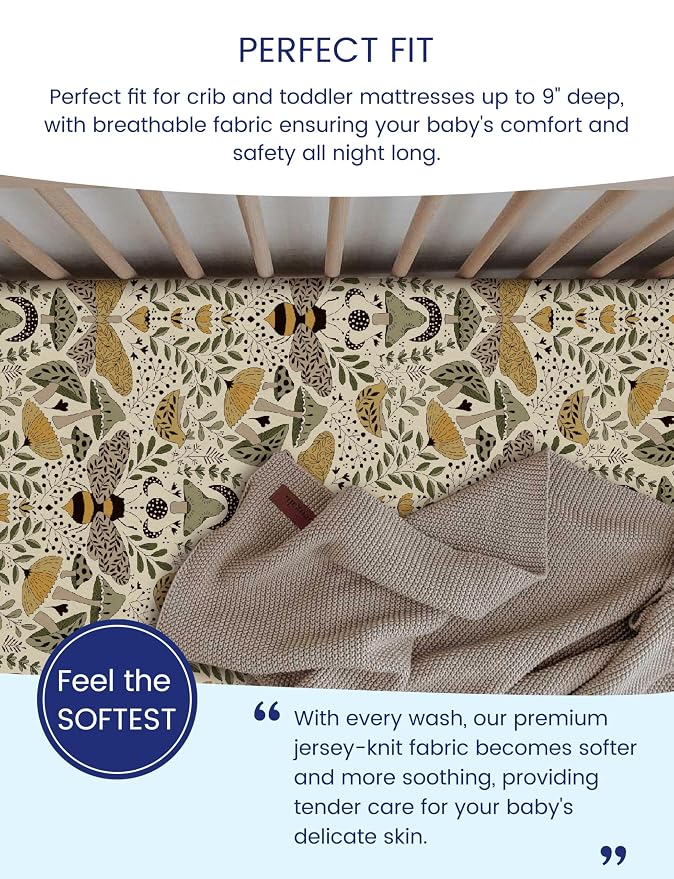 TotAha Premium Stretchy Crib Sheets-Hypoallergenic, Silky Comfort, Buttery Soft - Image 3