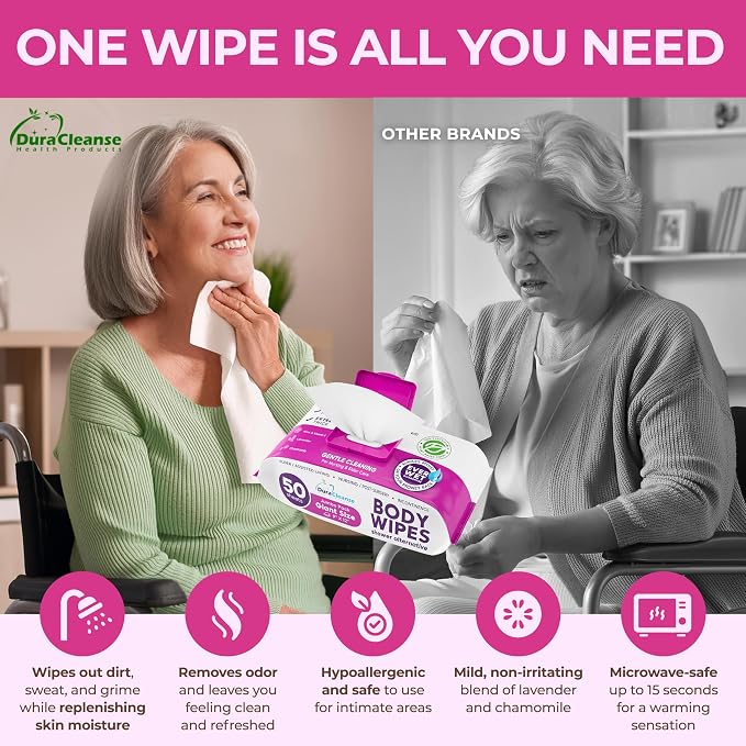 XL Bath Wipes for Adults Bathing No Rinse - Image 3