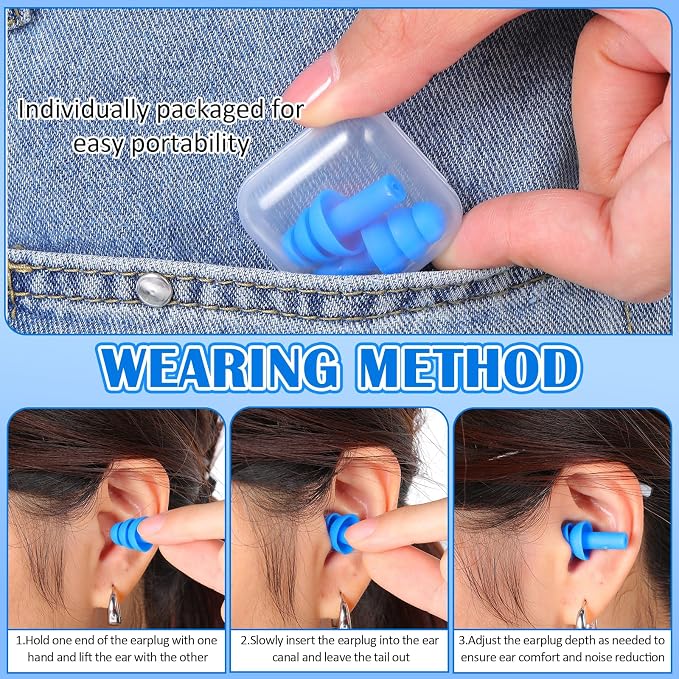 TrelaCo 100 Pairs Ear Plugs Bulk, NRR 29dB Reusable Silicone Ear Plugs - Image 5