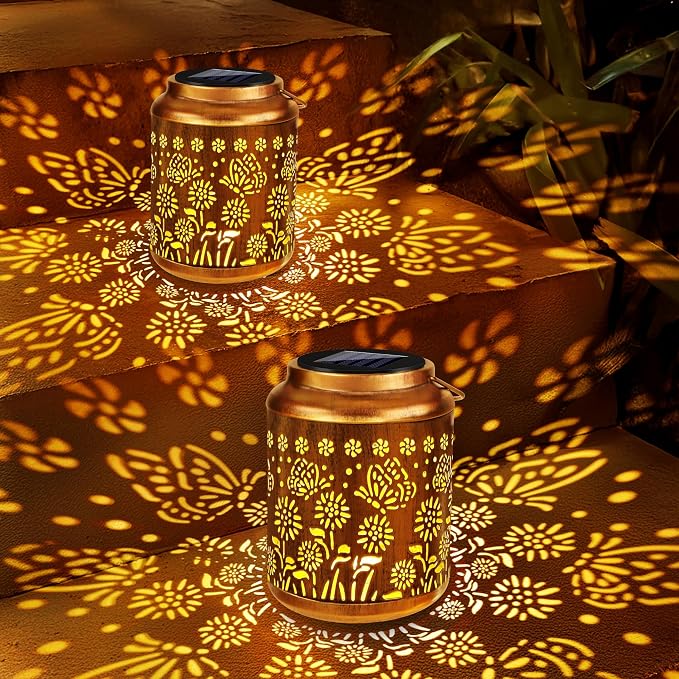 Brizled Butterfly Solar Lantern Lights 2 Pack, Warm White Christmas/Birthday by Brizled