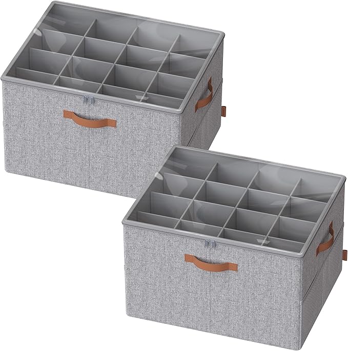 SONGMICS Shoe Organizers for Closet, Pack 2 Shoe Storage Bins, Fits 32 Pairs by SONGMICSbySONGMICSHOME