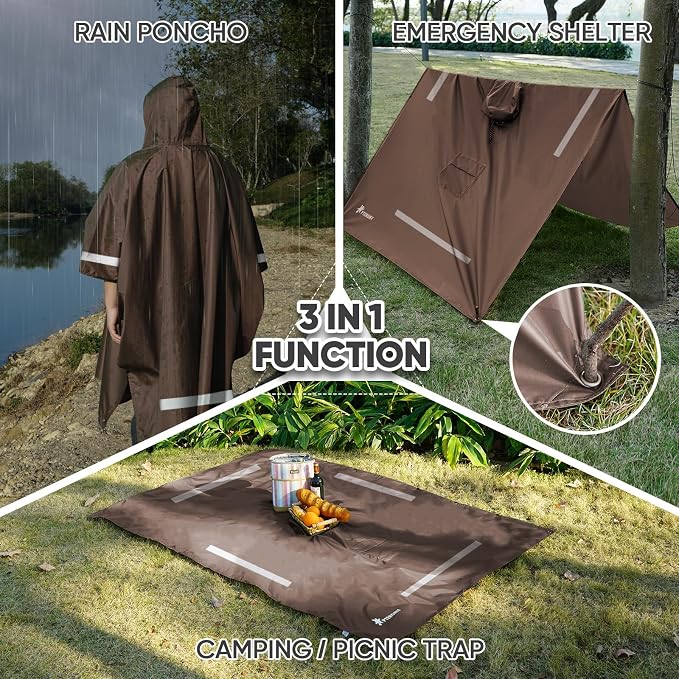 PTEROMY Hooded Rain Poncho for Adult - Image 2