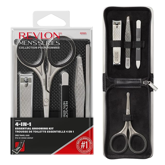 Revlon Men's Grooming Kit, 5-Piece Travel Essentials Set, Includes Nail Clippers by RevlonConsumerProductsCorp