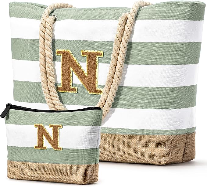 Becokan Beach Bag Initial Beach Tote by BecokanBeachBagSpecialist