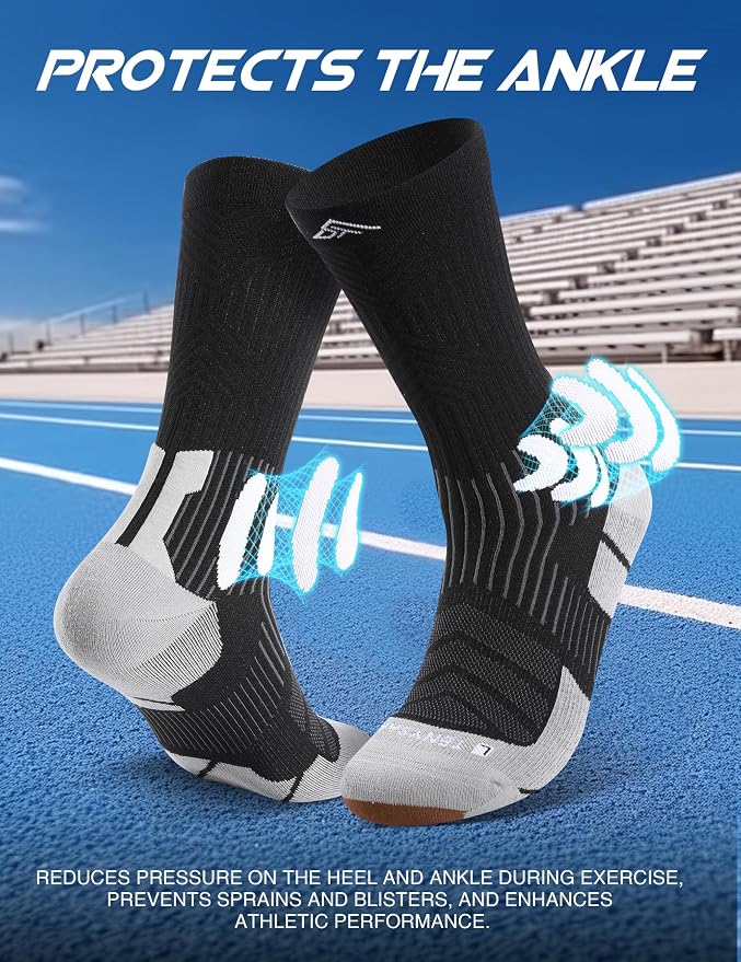 Men's Compression Running Socks: Coolmax Athletic Crew Socks Moisture Wicking - Image 4