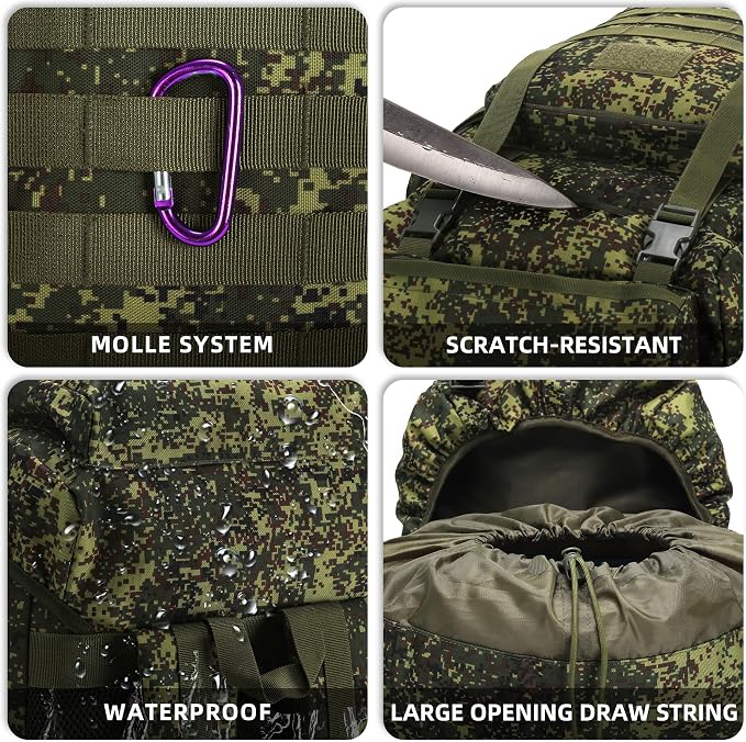 King'sGuard 70L Camping Hiking Backpack Tactical Backpack Military Molle - Image 3