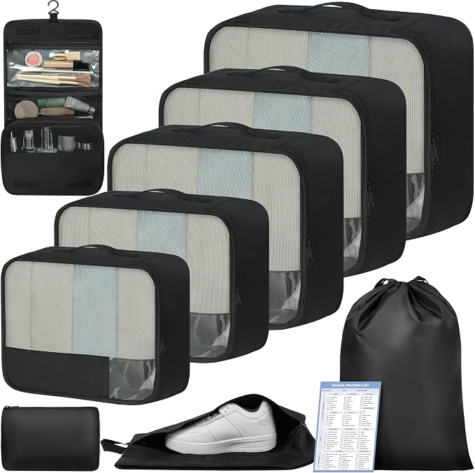 BAGAIL 9 Set Packing Cubes Luggage Packing Organizers by BAGAIL