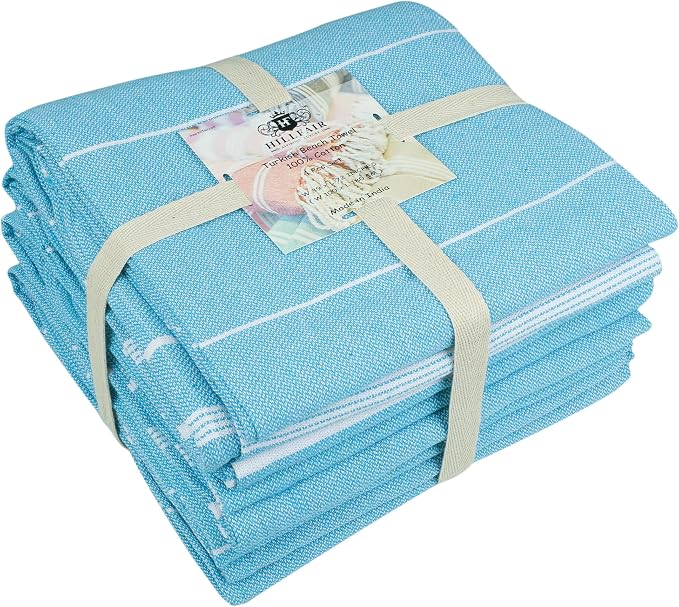 HILLFAIR Cotton Turkish Beach Towels, Quick Dry Lightweight Sand Free Peshtemal - Image 5