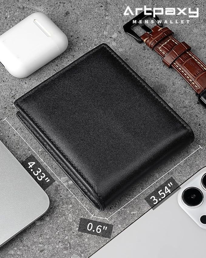 Mens Wallet Genuine Leather Bifold RFID Blocking Wallet - Image 7