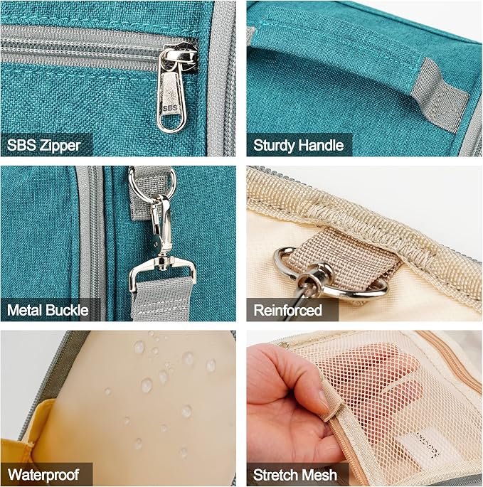Extra Large Toiletry Bag for Women and Men, 6 Organizer Compartments, Holds - Image 7