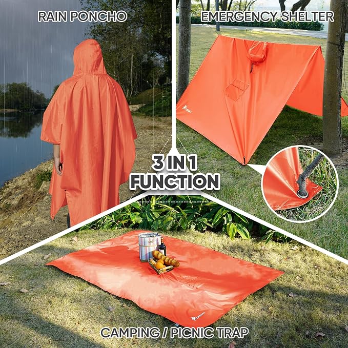 PTEROMY Hooded Rain Poncho for Adult - Image 2