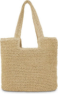 Straw Beach Tote Bag: Large Summer Boho Woven Bags by COZYOFFI