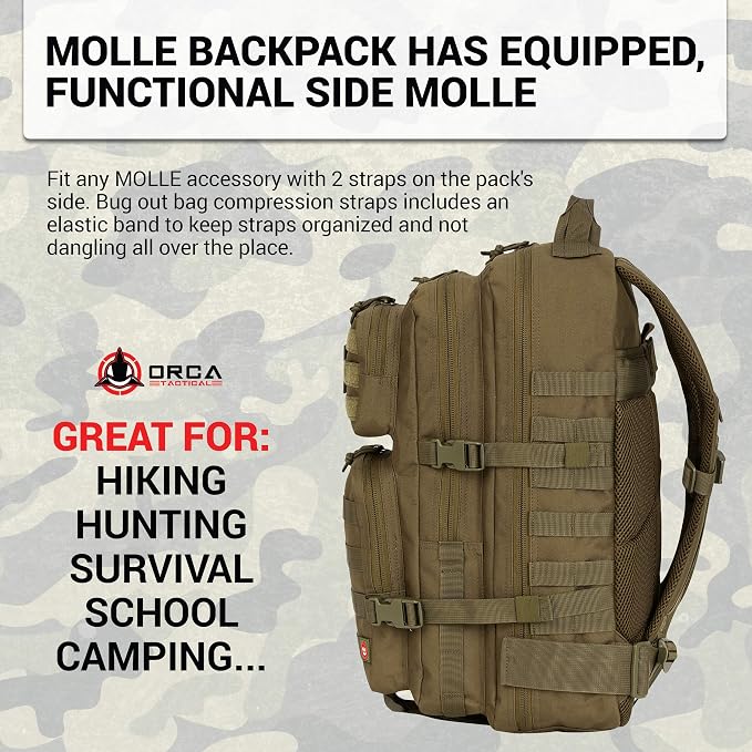 Backpack 40L Large Military 1 to 3 Day Molle Assault Pack Rucksack Army Bag - Image 6