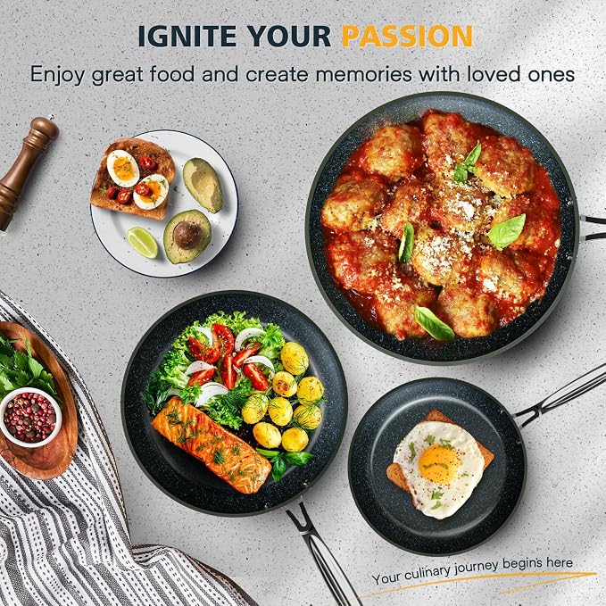 Nuwave 3-Piece 8”, 12” Forged Lightweight Frying Pan Set, G10 Healthy Duralon - Image 7